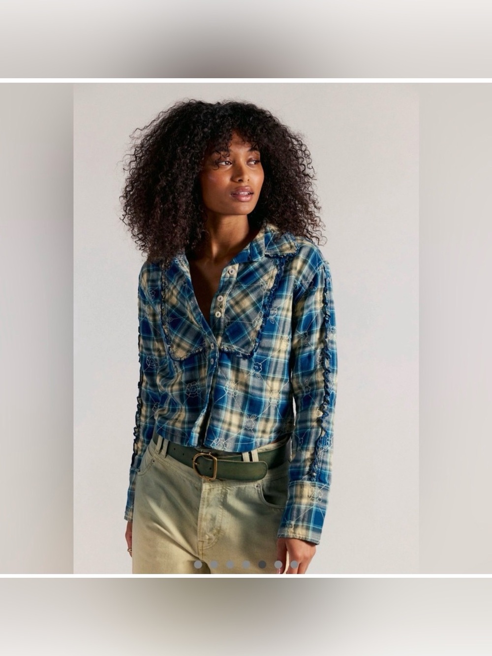 We The Free Georgia Plaid Embroidered Button Down Shirt